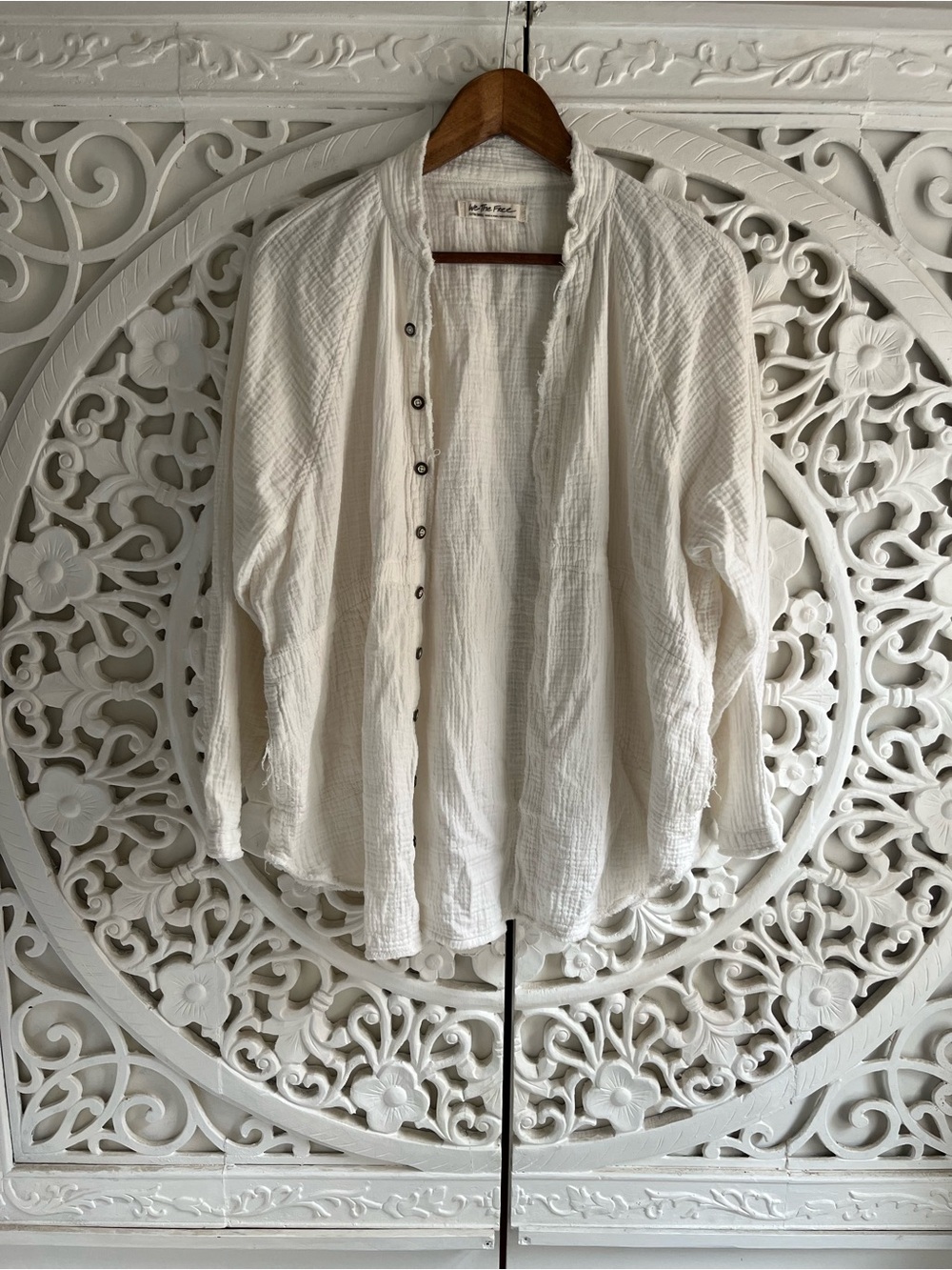 Free People Summer Daydream Button Down Shirt White XS Cotton Gauze